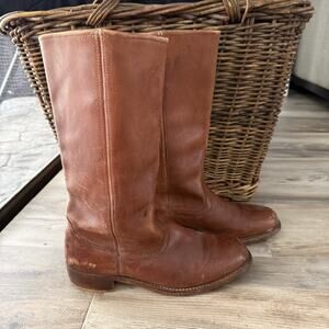 Vintage Brown Leather Pull On Boots Estimated Men’s 9-9.5 Western Work Ranch